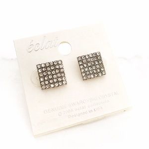 Swarovski Crystal Gold Retro Square Studs